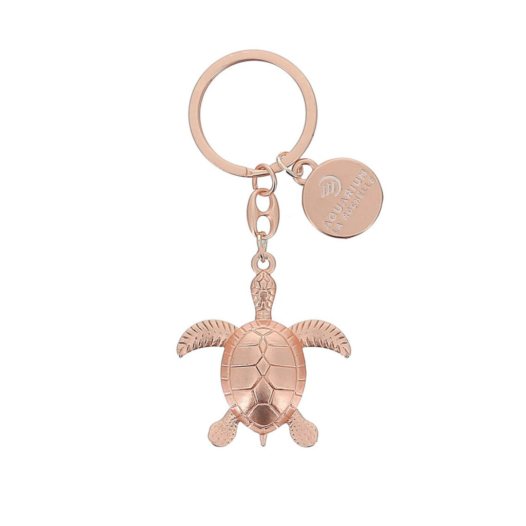 Porte-clés tortue métal or rose