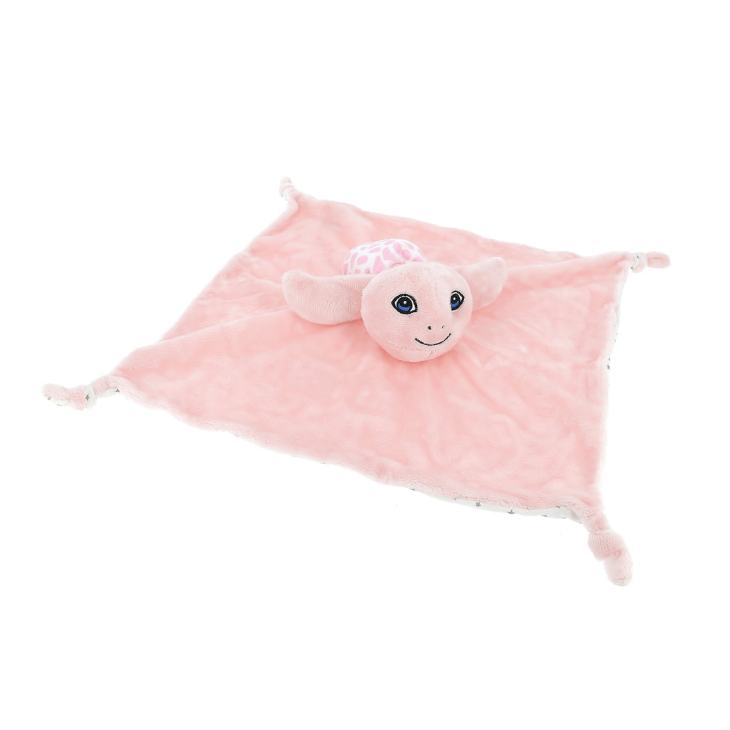 Doudou carré tortue rose
