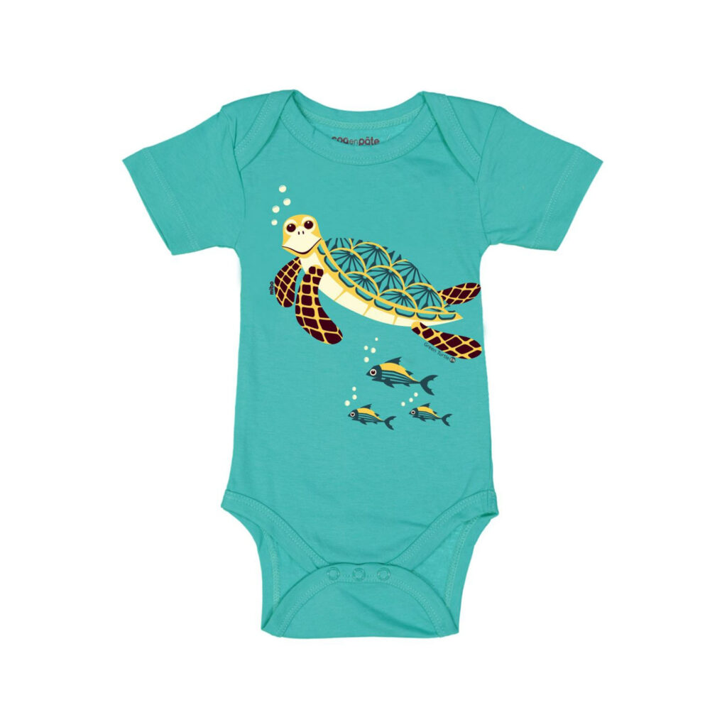 Body bébé tortue en coton biologique