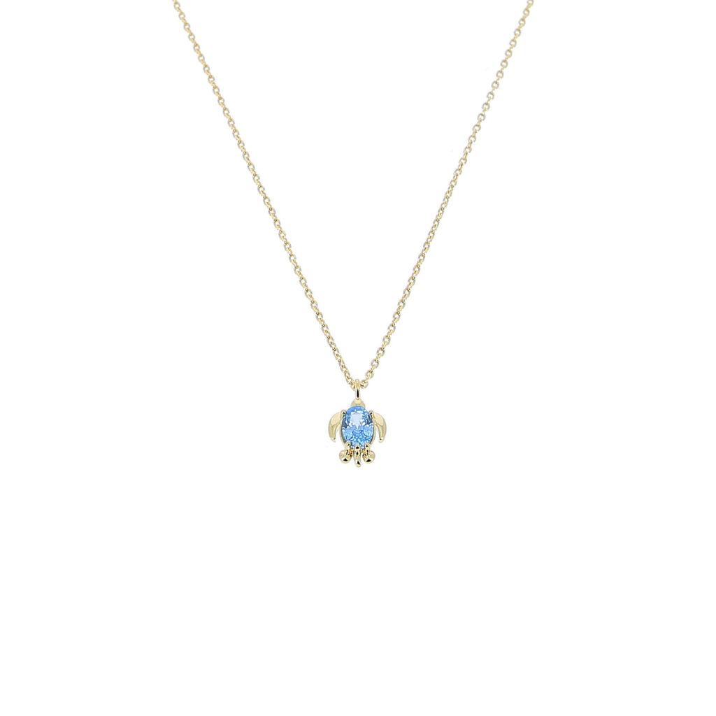 Collier tortue strass bleu