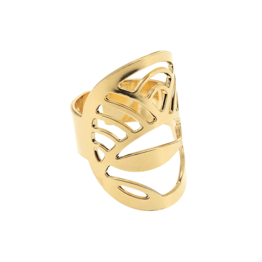 Bague réglable Seigaiha doré or 24 carats