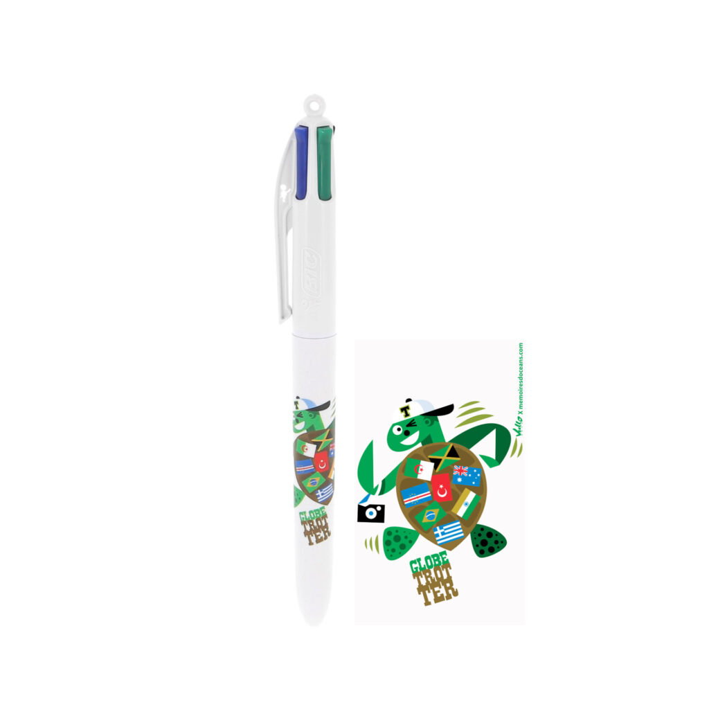 Stylo BIC 4 couleurs Tortue globe trotter