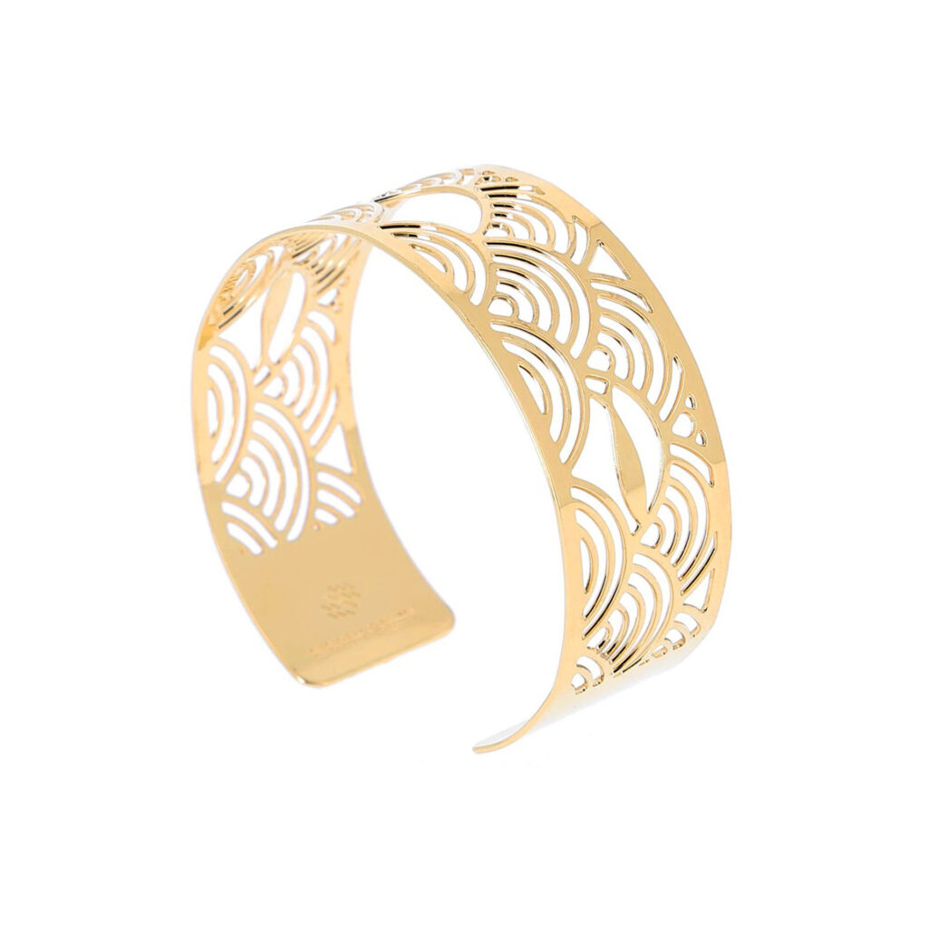 Bracelet jonc Seigaiha doré or 24 carats