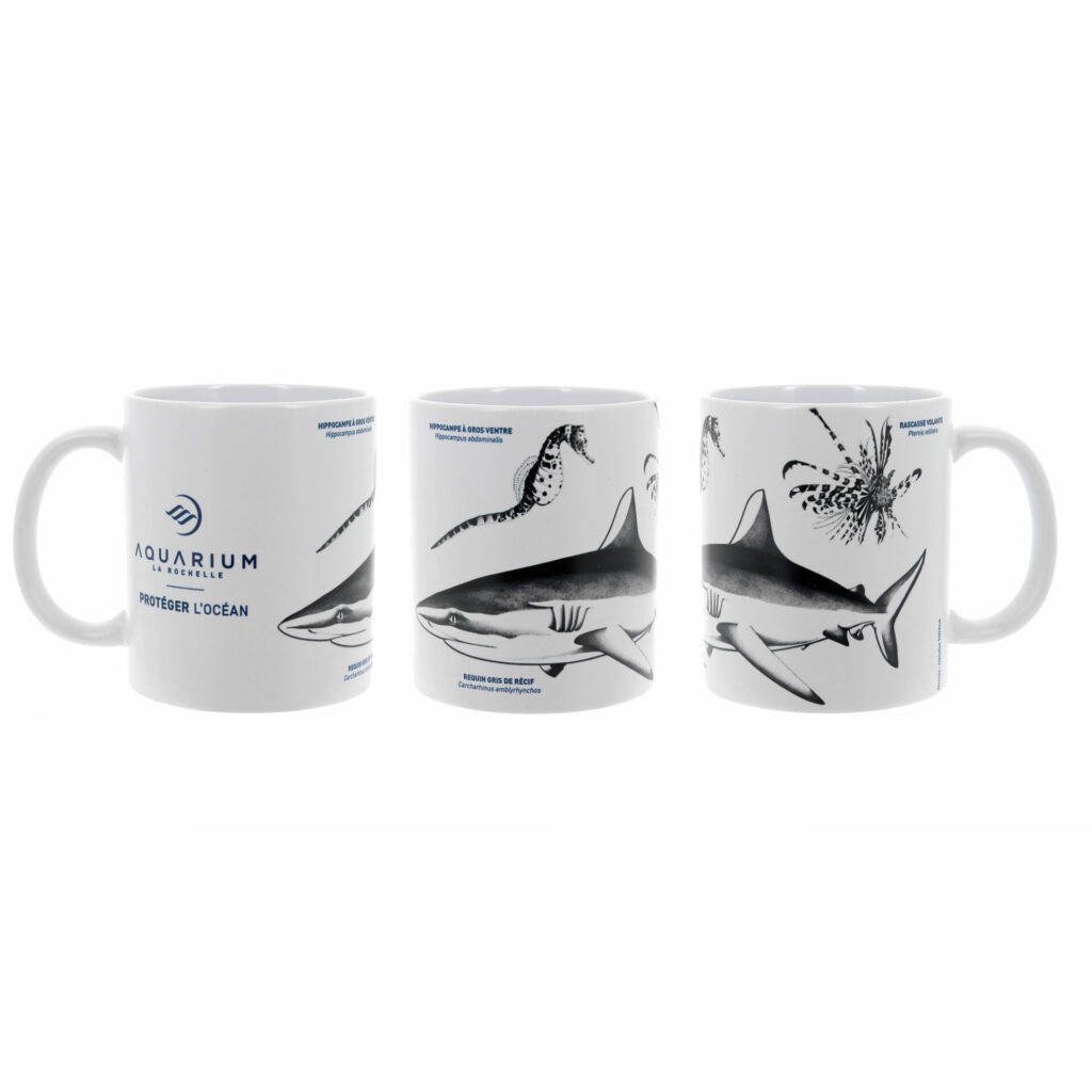 Mug trio noir et blanc Requin Hippocampe et Rascasse