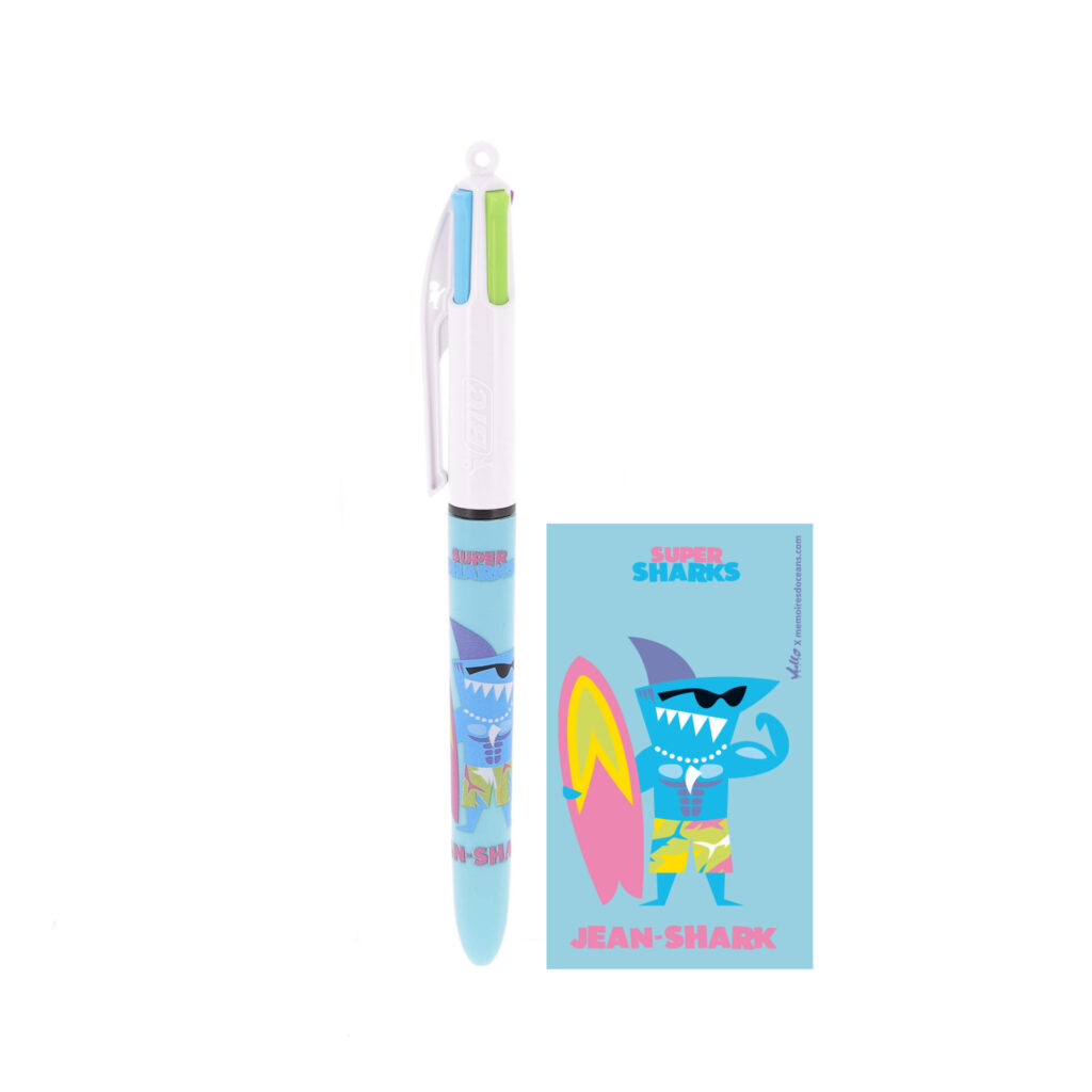 Stylo BIC 4 couleurs Jean-Shark Super Sharks