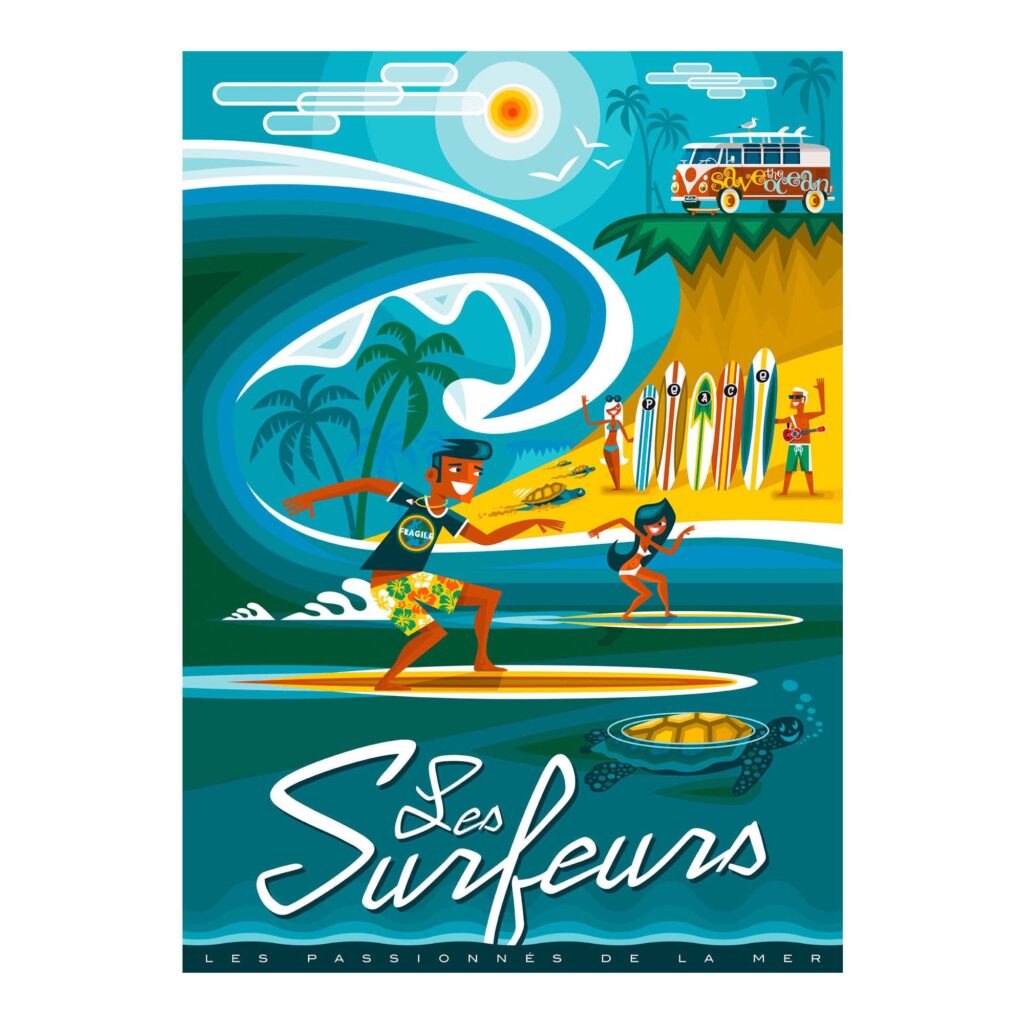 Carte A5 Les surfeurs Vullo