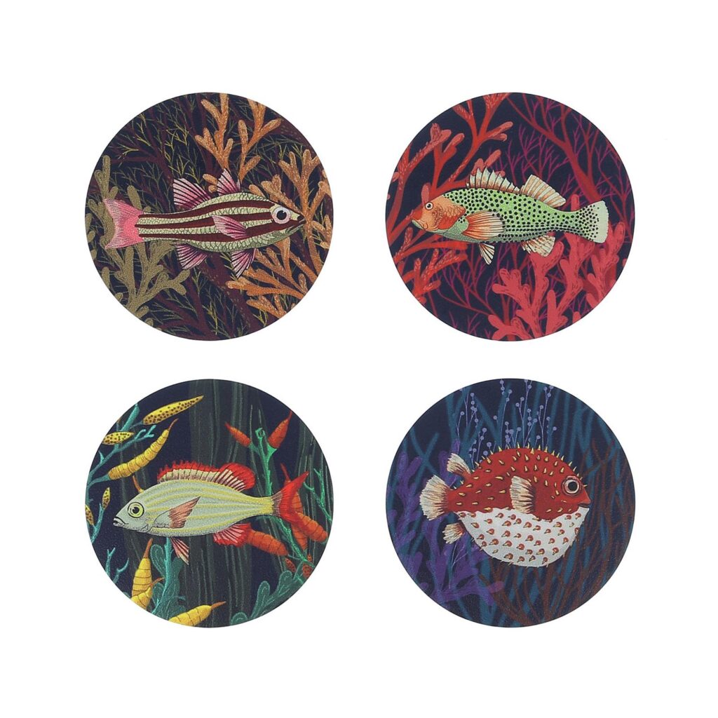 Set 4 sous-verres vinyle Curiosités