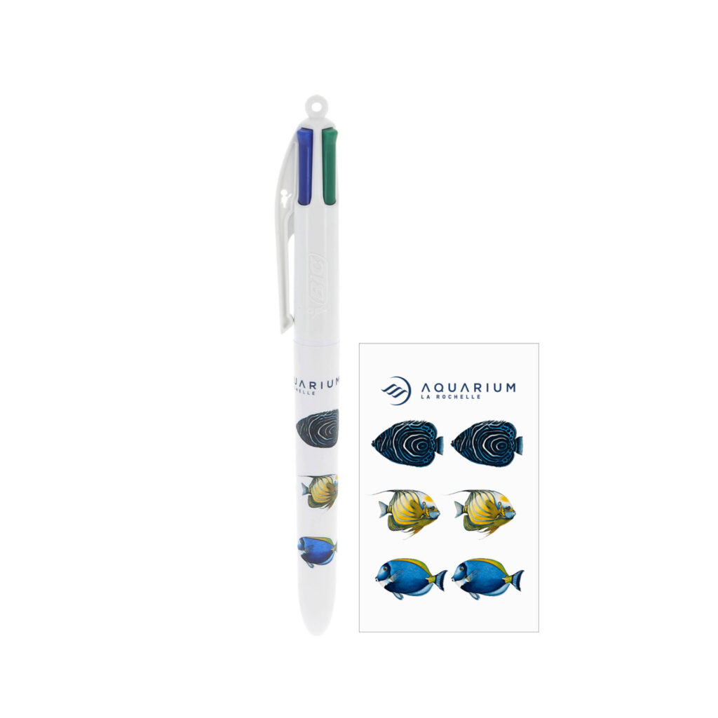 Stylo BIC 4 couleurs poissons Aquarium La Rochelle