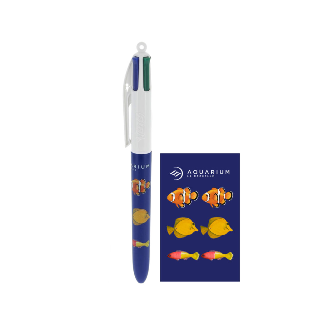 Stylo BIC 4 couleurs poissons Aquarium La Rochelle