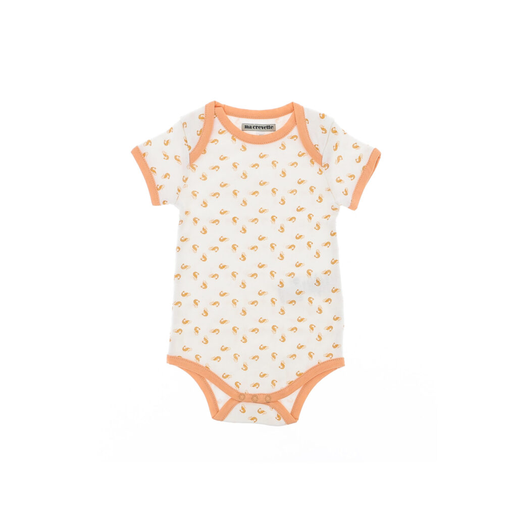 body naissance motif crevettes oranges