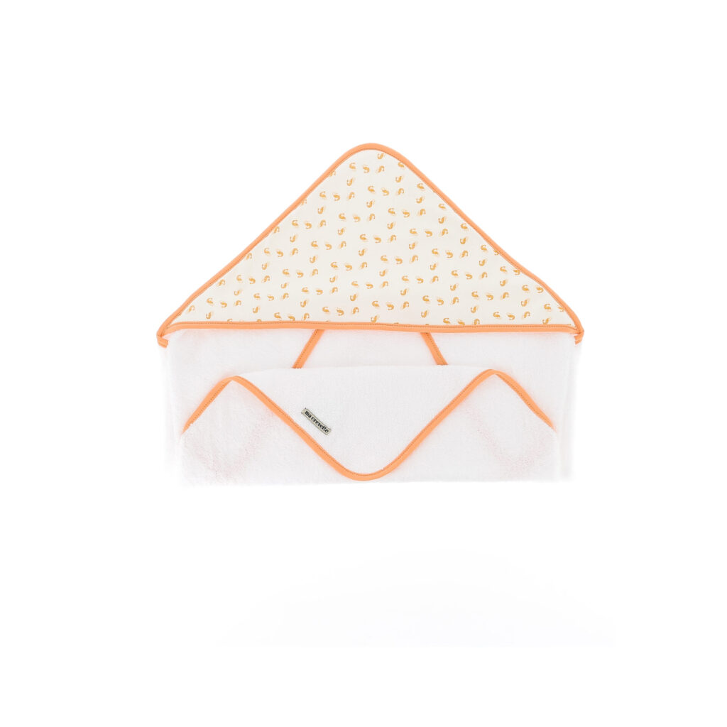 cape de bain enfant au motif crevettes oranges