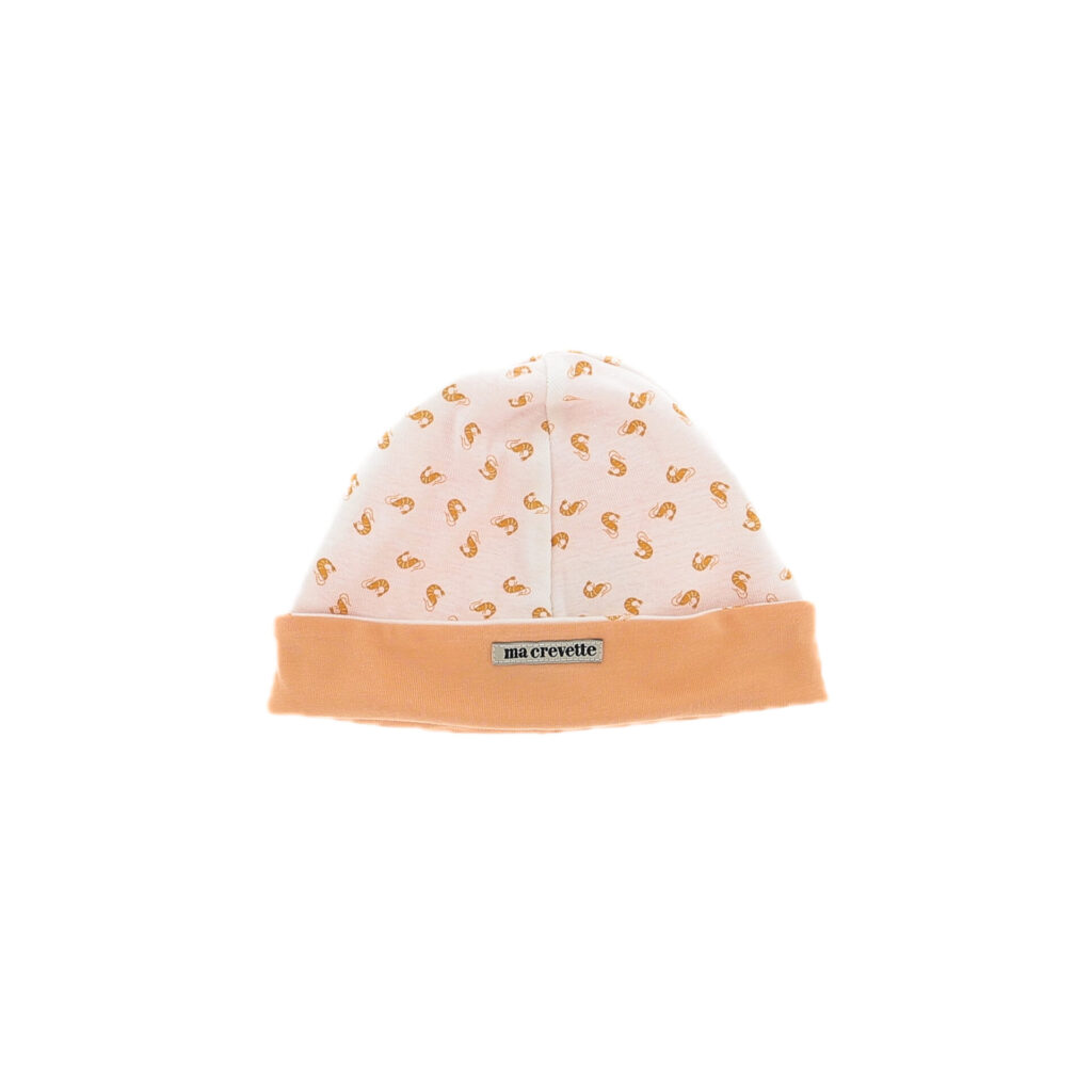 Bonnet enfant au motif crevettes oranges