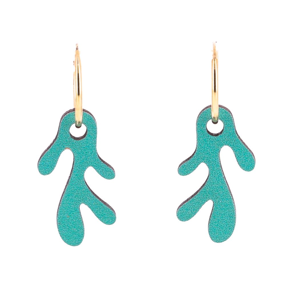 Boucles d'oreilles pampille algue verte